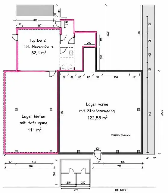 Grundriss Büro- und Lagerfläche