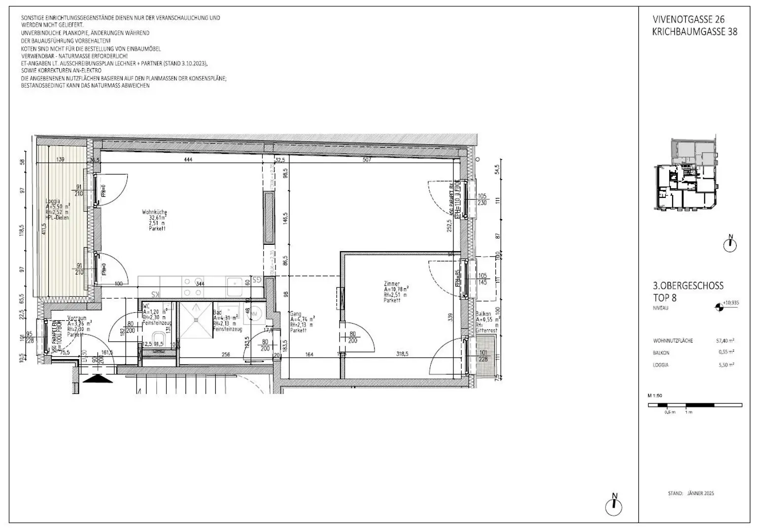 Herrlicher West-Balkon in den ruhigen Innenhof: 2-Zimmer-ERSTBEZUG mit optimaler Anbindung  (Top 8)