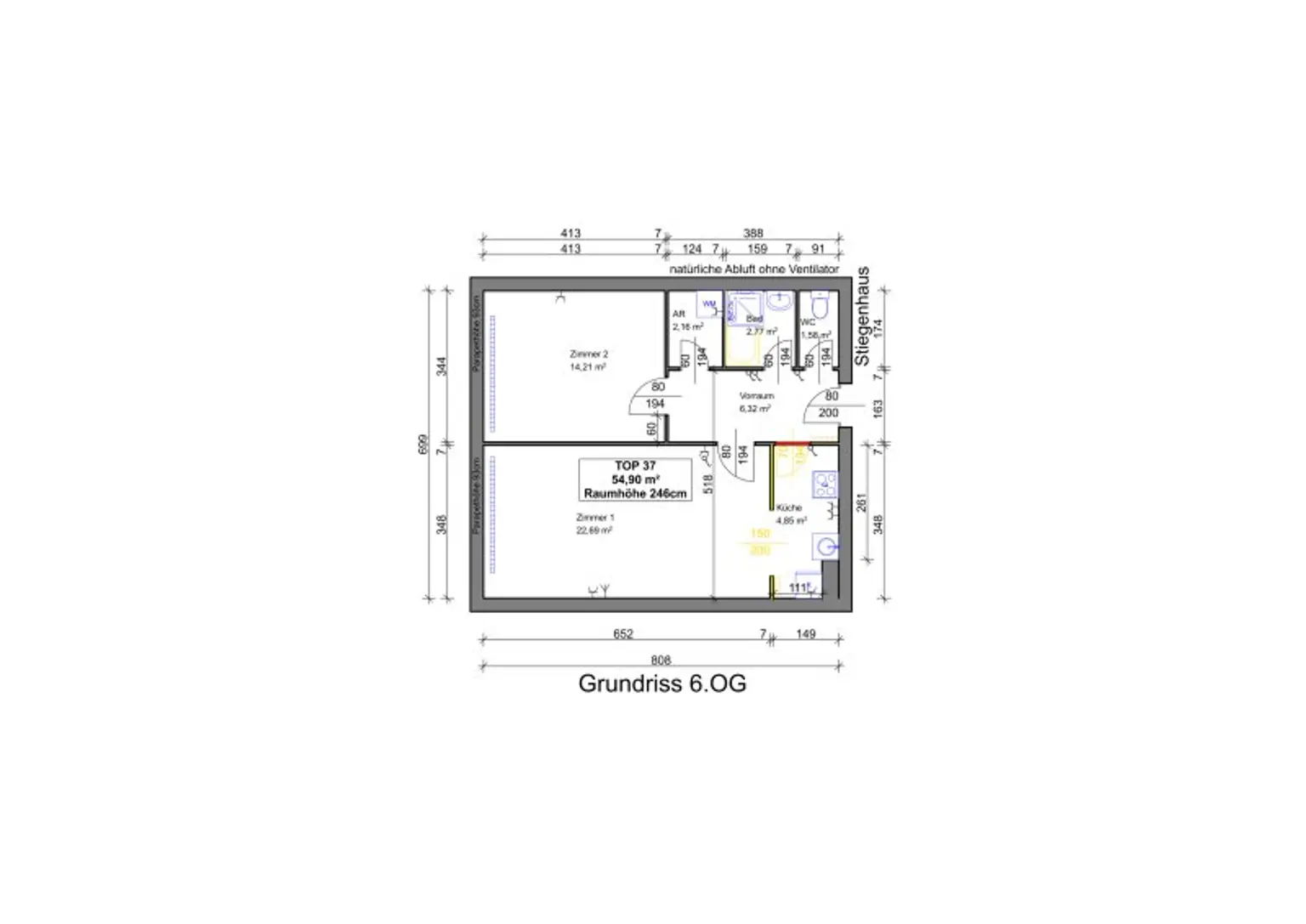 Erstbezug, 2 Zimmer, Lift, gute Lage