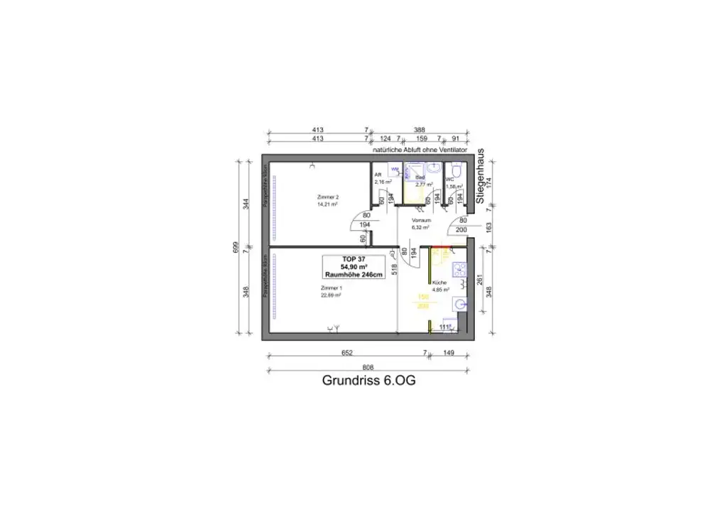 Erstbezug, 2 Zimmer, Lift, gute Lage