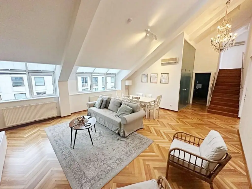 STAATSOPER-BLICK, klimatisiertes 110 m2 Dachgeschoss mit 20 m2 Terrasse, 3 Zimmer, Extraküche, 2 Bäder, Möblierung möglich