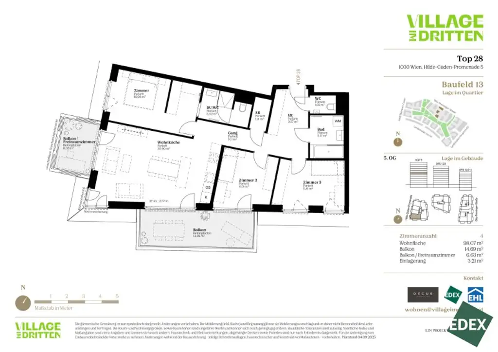 Perfekte Familienwohnung: Zwei Balkone, zwei Bäder, Abstellraum, Gäste-WC und begehbarer Schrank | URBAN DAHEIM | BAUFELD 13
