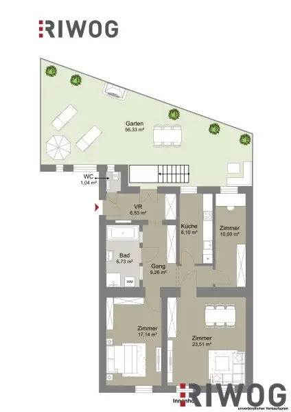GARTENWOHNUNG NÄHE 1. BEZIRK, DONAUKANAL UND AUGARTEN | Komplett hofseitig | Sanierungsbedürftig | Rembrandtstraße