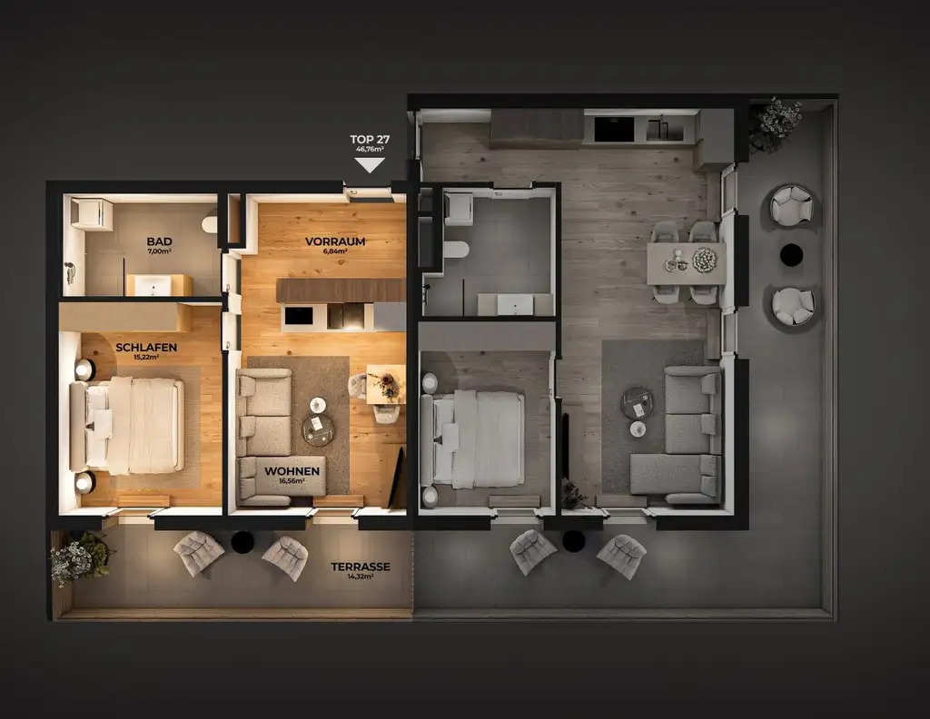 2-Zimmer-Penthouse mit Bergblick - Anlegerwohnung mit Terrasse & Top-AfA