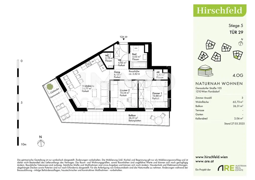 Für Naturliebhaber; 3 Zimmerwohnung mit Balkon