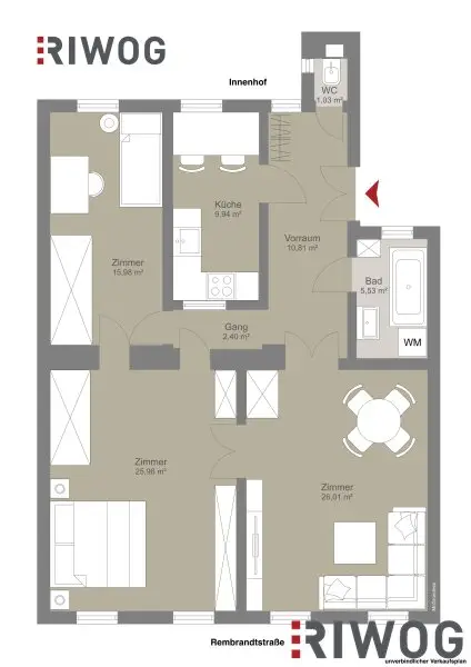 NÄHE 1. BEZIRK, DONAUKANAL UND AUGARTEN | Stilaltbauwohnung mit Potenzial | ca. 3,60 m Raumhöhe | Teils Hoflage | Rembrandtstraße