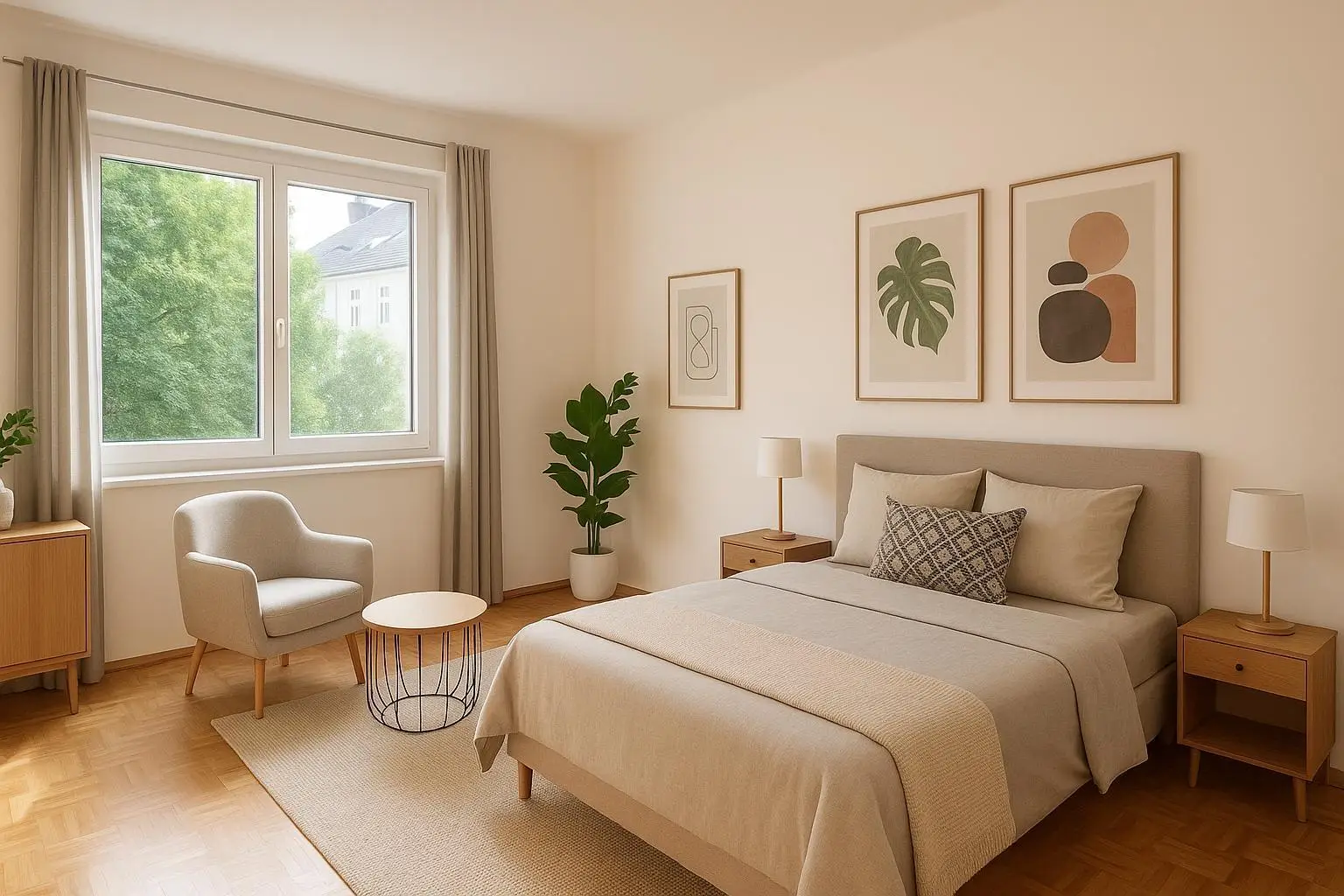 Wohnschlafzimmer- gestaged