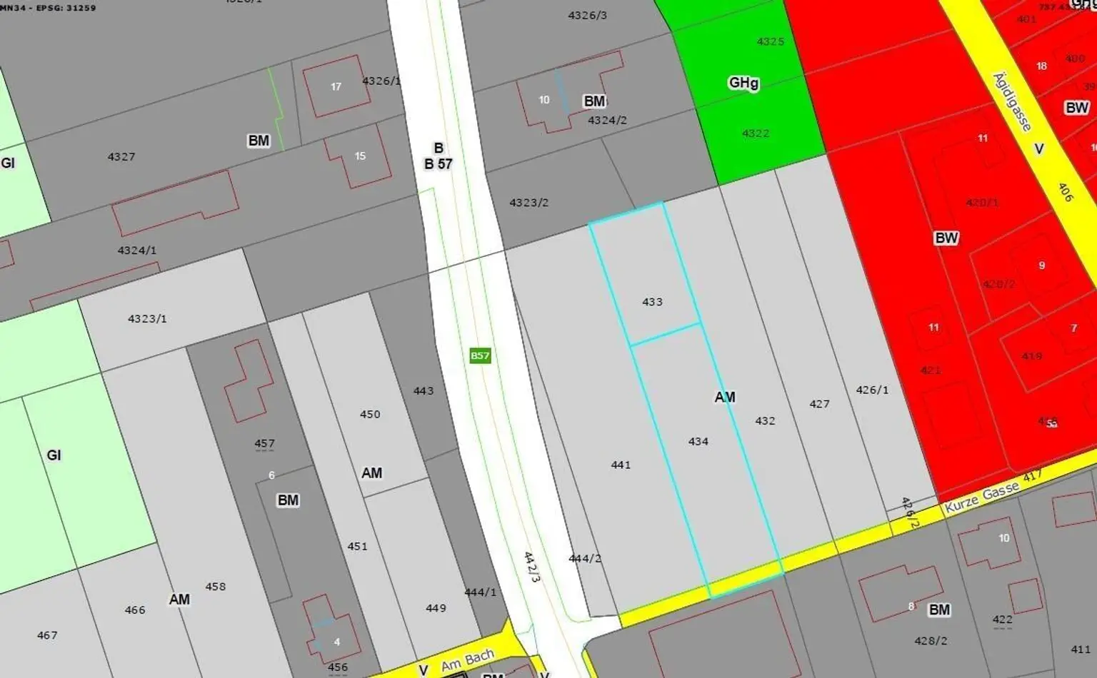 Widmungsplan Aufschließungsgebiet Bauland Mischgeb