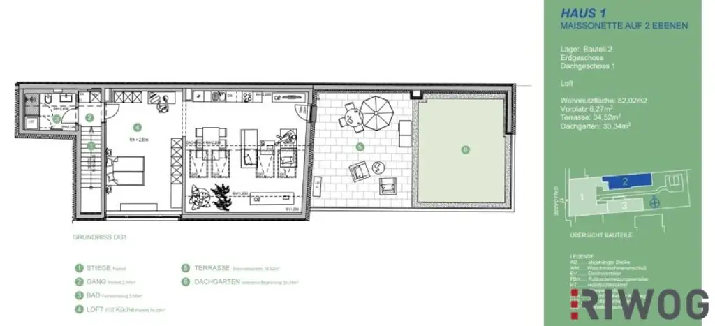 Loftähnliche Maisonette mit Terrasse, Dachgarten und Luxus-Ausstattung