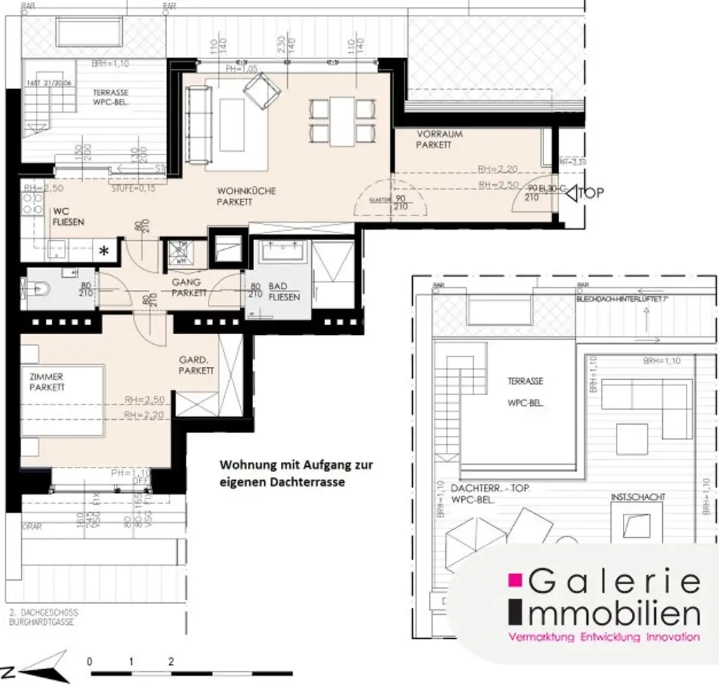 VIDEO: 360°-Ausblick auf Wien: Hochwertige 2-Zimmer-Wohnung mit Klima plus 2 private Dachterrassen!