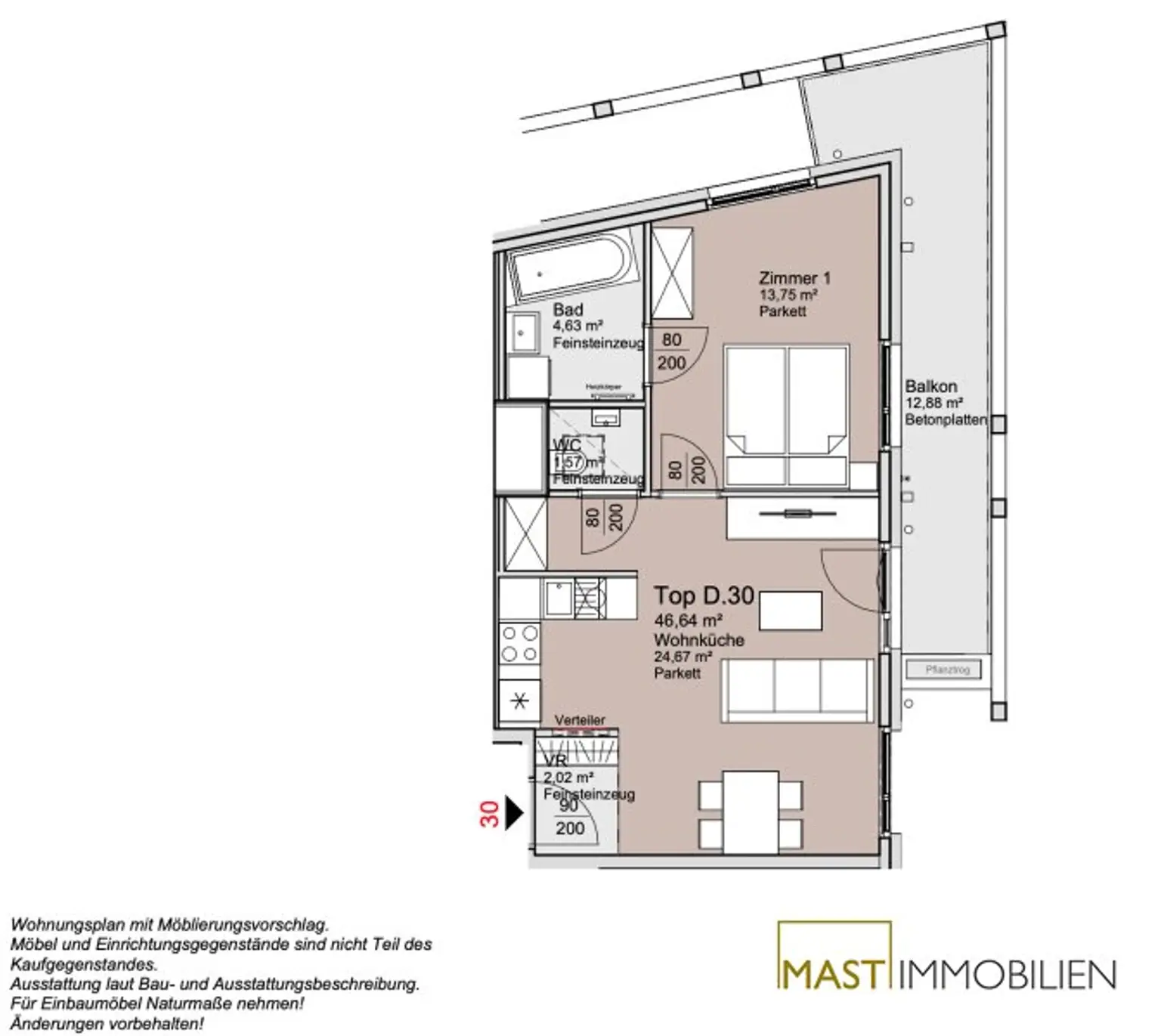 Provisionsfreie 2 Zimmer Wohnung mit 13 qm Balkon unweit der Alten Donau!