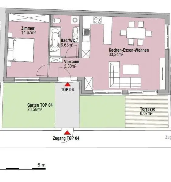 Gartenwohnung ~ 2 Zimmer ~ südlich ausgerichtet ~ Parkplatzmöglichkeit