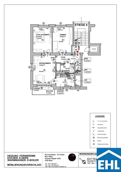 Traumhafte 3 Zimmerwohnung mit südwest-seitigem Balkon im Arsenal!