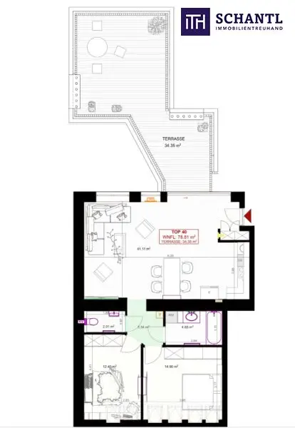 Preisreduktion! Stilvoll wohnen über den Dächern Wiens – ein 3-Zimmer-Dachgeschoßtraum mit 34 m² großer Sonnenterrasse