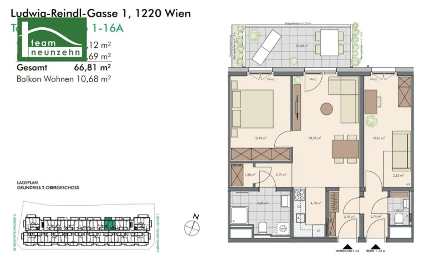 Für Unternehmer und Selbständige! Die innovative Kombination von Wohnen & Arbeiten! - 3-Zimmer Wohnung mit großzügiger Freifläche - Top Lage nahe U1 Kagraner Platz