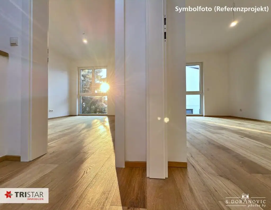 NEU • FAMILIENTRAUM • 4 HÄUSER • GARTEN • TERRASSE • PKW-STELLPLÄTZE • NÄHE LOBAU • LUFTWÄRMEPUMPE • 1220 WIEN