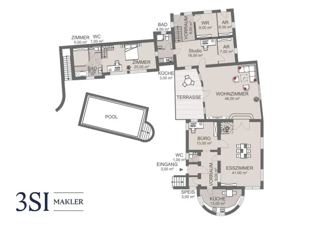 Exklusive Liegenschaft mit zwei Villen und großem Privatpark in Mödling