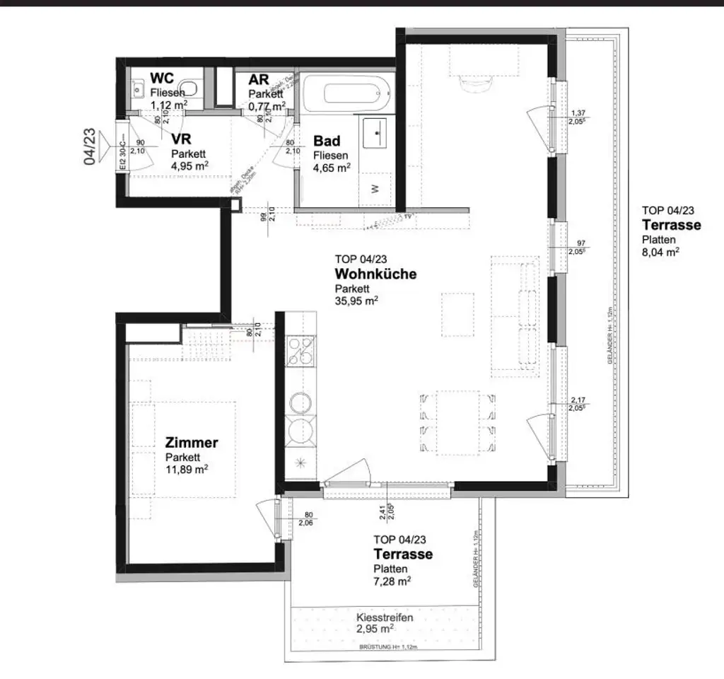 16m² Terrassenfläche!!! DG-Neubauwohnung in der Koloniestraße!!!