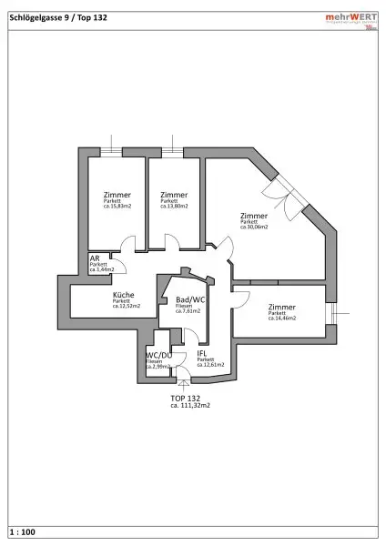 Mietwohnung ca.111m2 in bester Lage-stilvoll-gepflegt in Graz! ***Wohngemeinschaften möglich***
