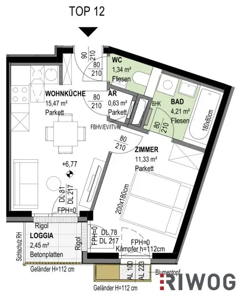 ERSTBEZUG mit Loggia | 2-Zimmer Neubauwohnung | Fernwärme | Fassadenbegrünung | TG-Stellplatz optional | Nachhaltiges Wohnbauprojekt
