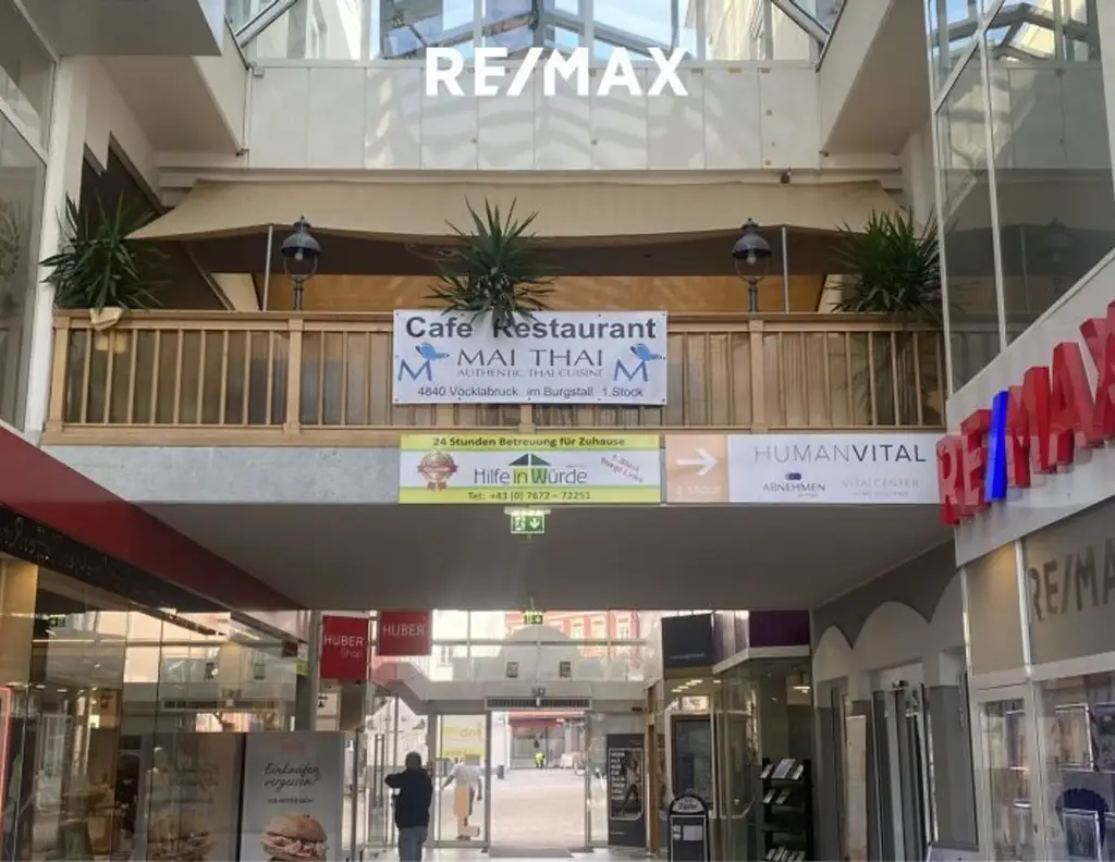 Geschäft/Gastronomieflächen im Burgstall in Vöcklabruck entweder als ertragreiches Investment oder in spätestens einem Jahr zur Selbstnutzung