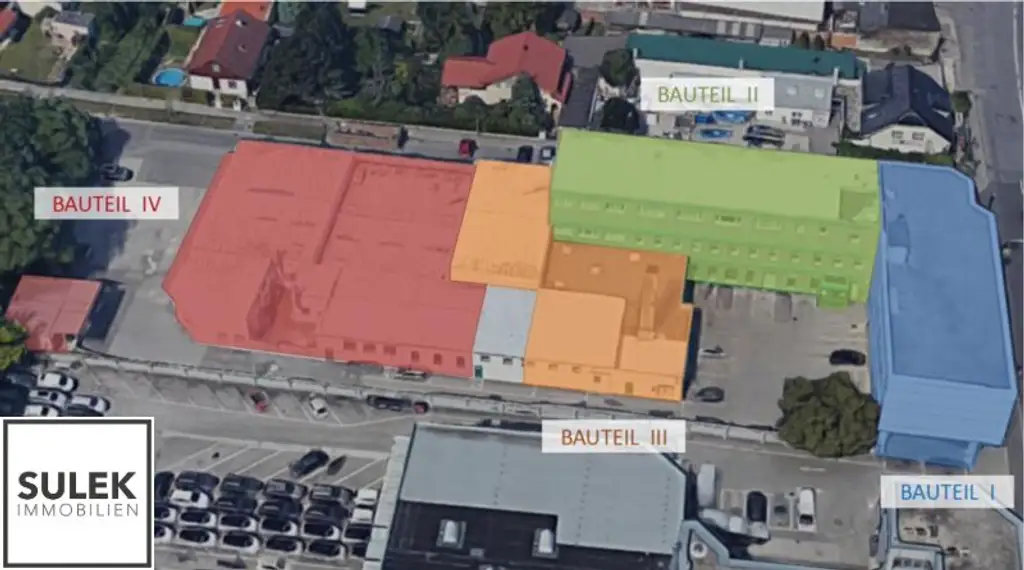 Grundstück mit vier Baukörpern - Büro-, Geschäfts- und Gewerbegebäude inkl. Parkplätzen in Vösendorf