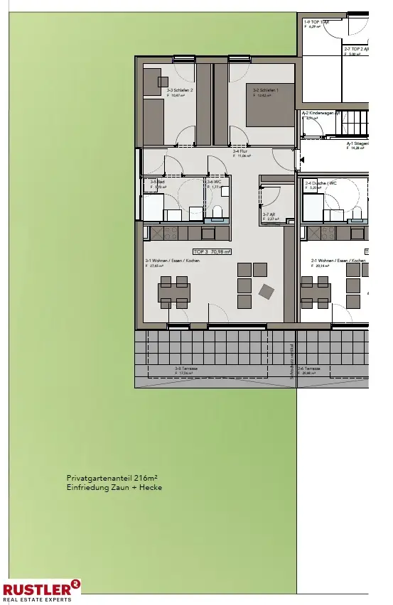 Exklusive 3-Zimmer Gartenwohnung mit großem, uneinsehbarem Garten