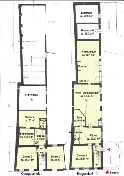 Grundriss Skizze Wohnraum