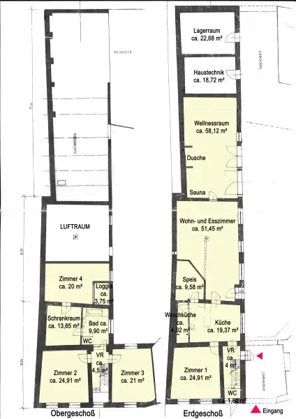 Grundriss Skizze Wohnraum