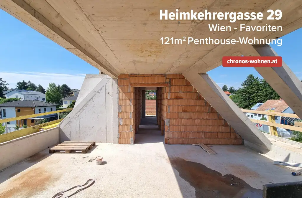 BAUBEGINN ERFOLGT! Neubau-Penthouse-Wohnung mit großen Fensterfläche am Laaerberg zwischen Löwygrube und Kurpark Oberlaa!