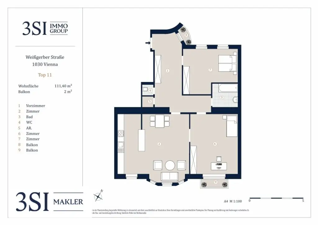 Charmante 3-Zimmer Altbauwohnung in Top-Lage in der Weißgerber Straße