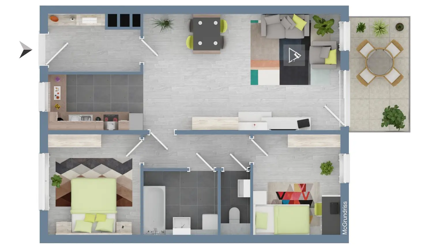 3-Zimmer Wohnung mit 2 KFZ- Stellplätzen