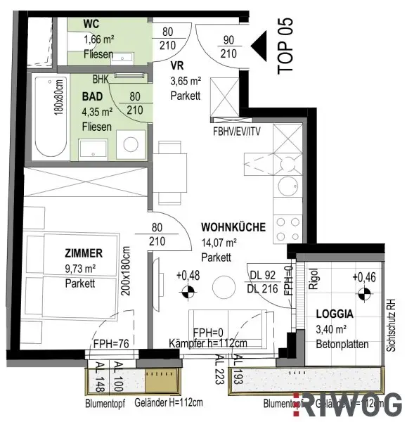 ERSTBEZUG | 2-Zimmer Wohnung mit Loggia | Fernwärme | Fassadenbegrünung | TG-Stellplatz optional | Nachhaltiges Wohnbauprojekt