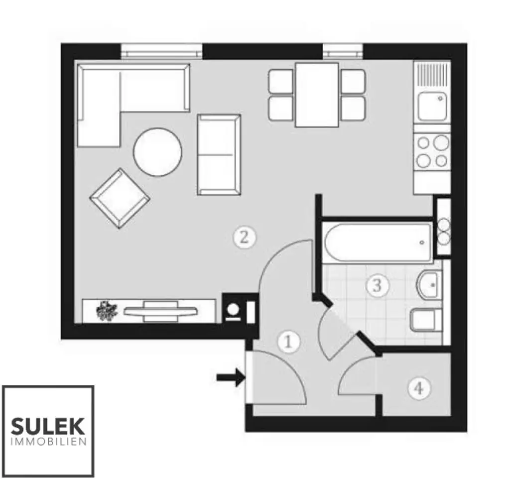 Schäffergasse 20: Einraumwohnung als Erstbezug ab sofort *Hofruhelage*