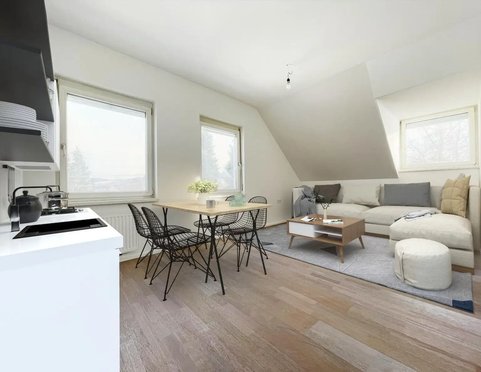 Top 2 - Gemütliche 2-Zimmer-Dachgeschosswohnung mit Blick auf den Grünberg und Traunstein