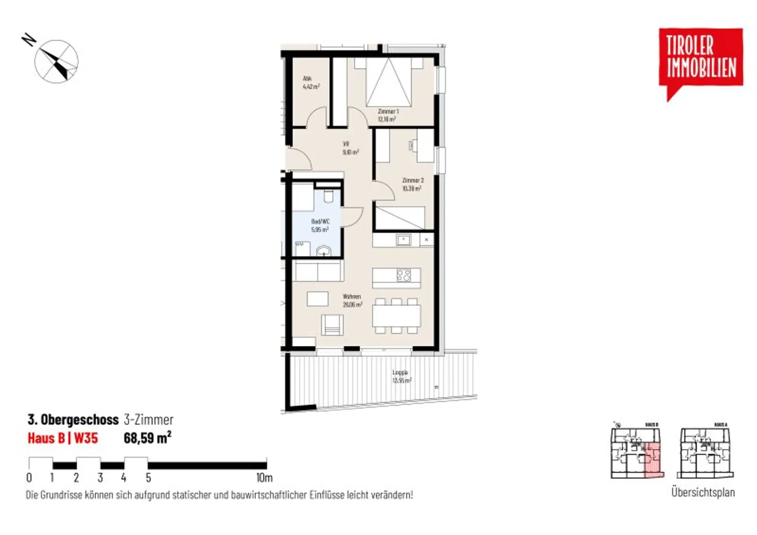 3-Zimmer-Wohnung im 3. OG, W35 provisionsfrei - Wörgl