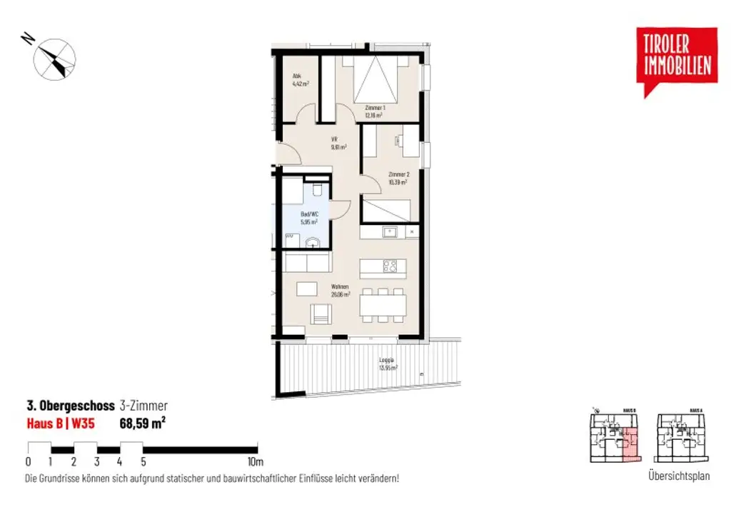 3-Zimmer-Wohnung im 3. OG, W35 provisionsfrei - Wörgl