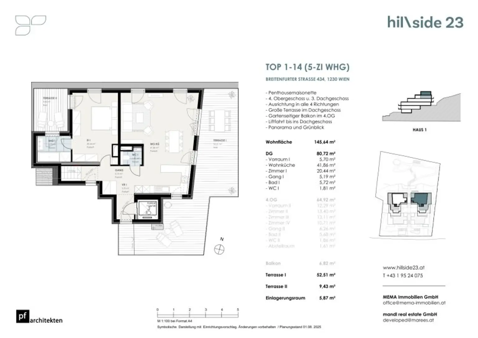 Einzigartige Penthousemaisonette mit 5 Zimmer und grandiöser Dachterrasse zu verkaufen!