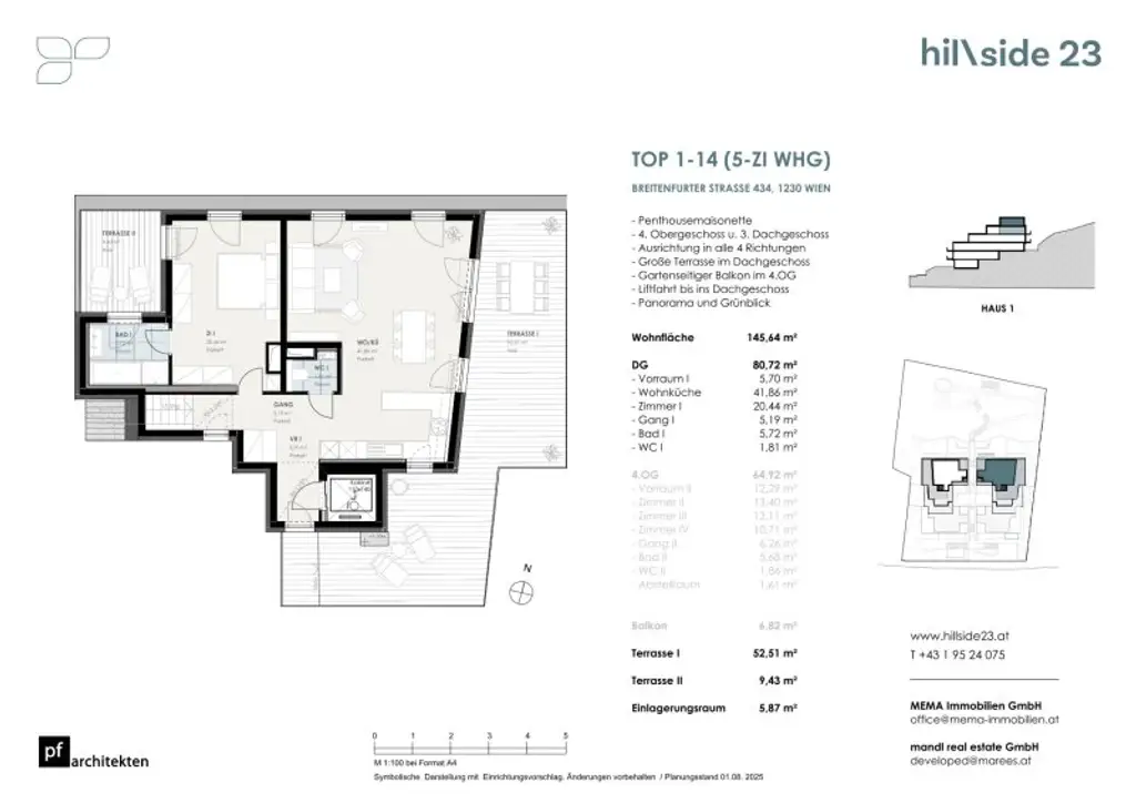 Einzigartige Penthousemaisonette mit 5 Zimmer und grandiöser Dachterrasse zu verkaufen!