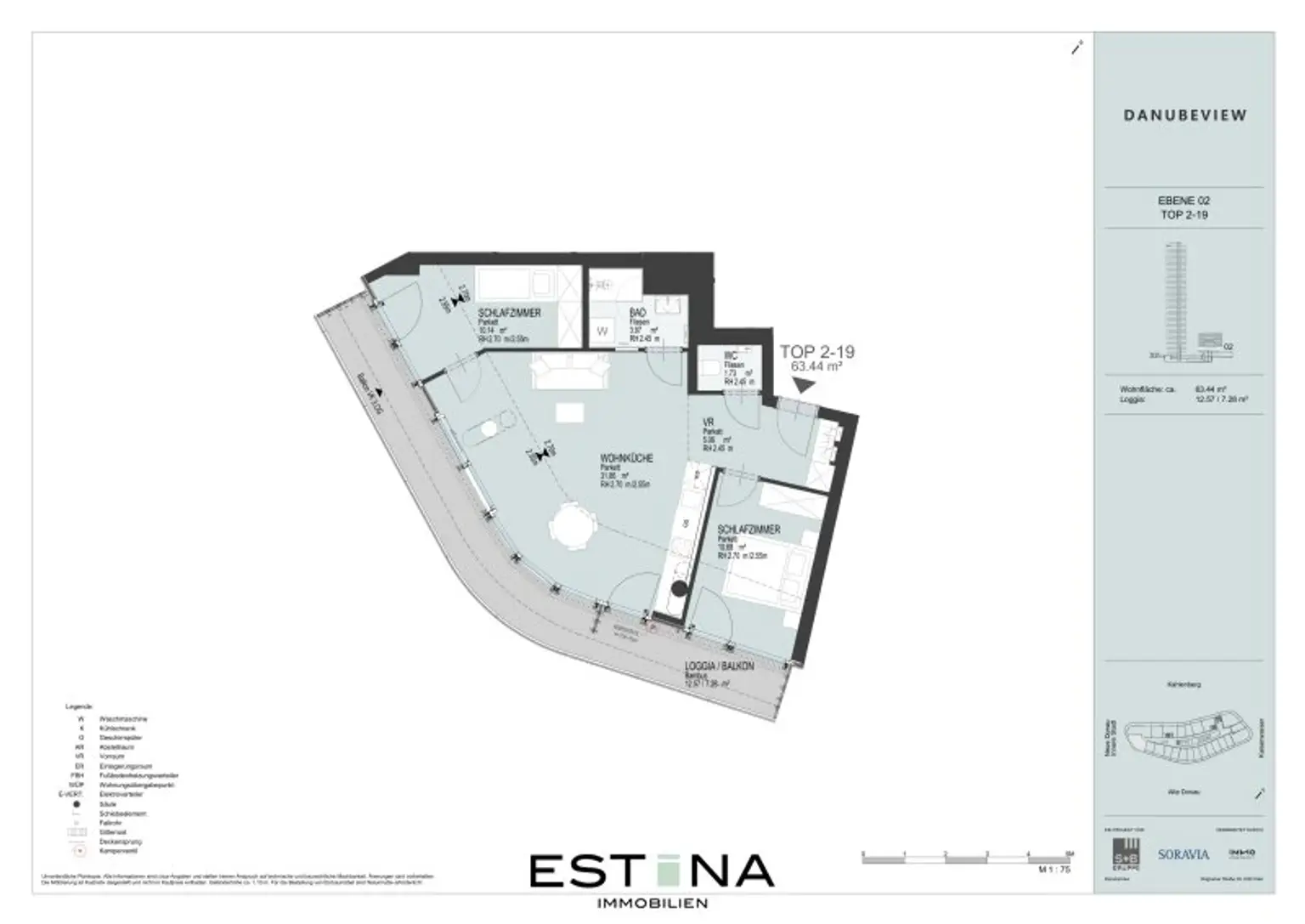 Familienwohnung mit Loggia und Blick zur Donau - Nähe Strandbad Alte Donau