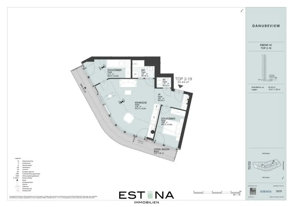 Familienwohnung mit Loggia und Blick zur Donau - Nähe Strandbad Alte Donau