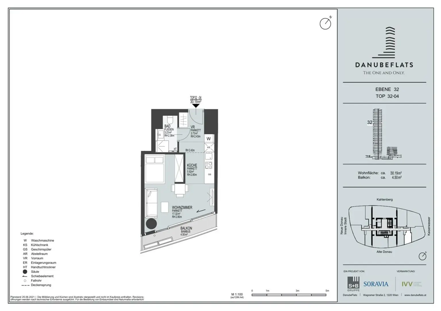 DANUBEFLATS: Sonniges Studio mit Balkon und Rundumblick (Gym, Pool, Spa, Lounges im Turm) - NEW