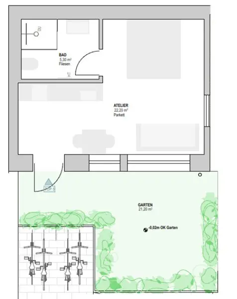 Extravagante Atelierwohnung mit Innenhof-Terrasse in absoluter Ruhelage! (vermietet bis 31.08.2027)