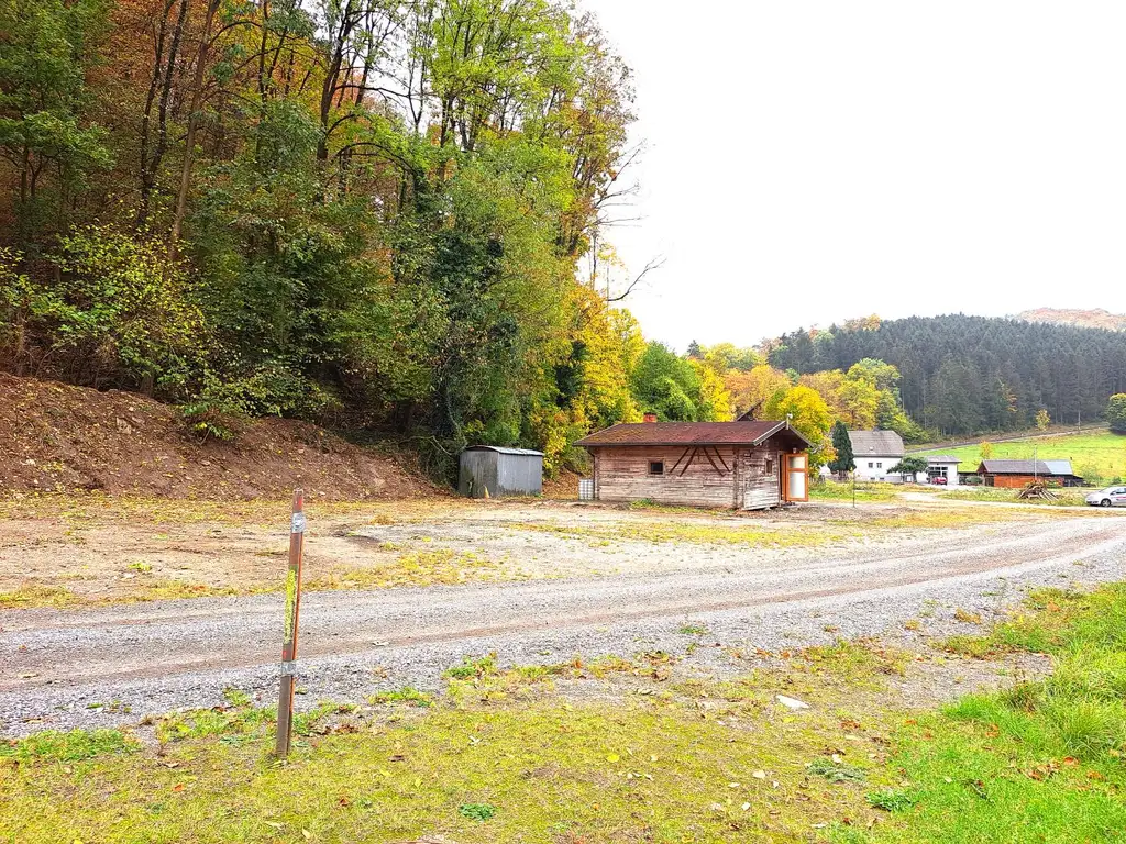 Grundstück im Grünen mit Holzhaus ohne Bauzwang