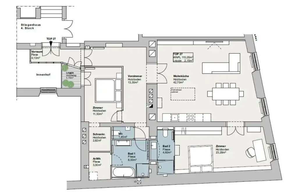 TRAUMHAFTE KLIMATISIERTE ALTBAUWOHNUNG MIT 2 BÄDERN UND BALKON - MÖBEL OPTIONAL