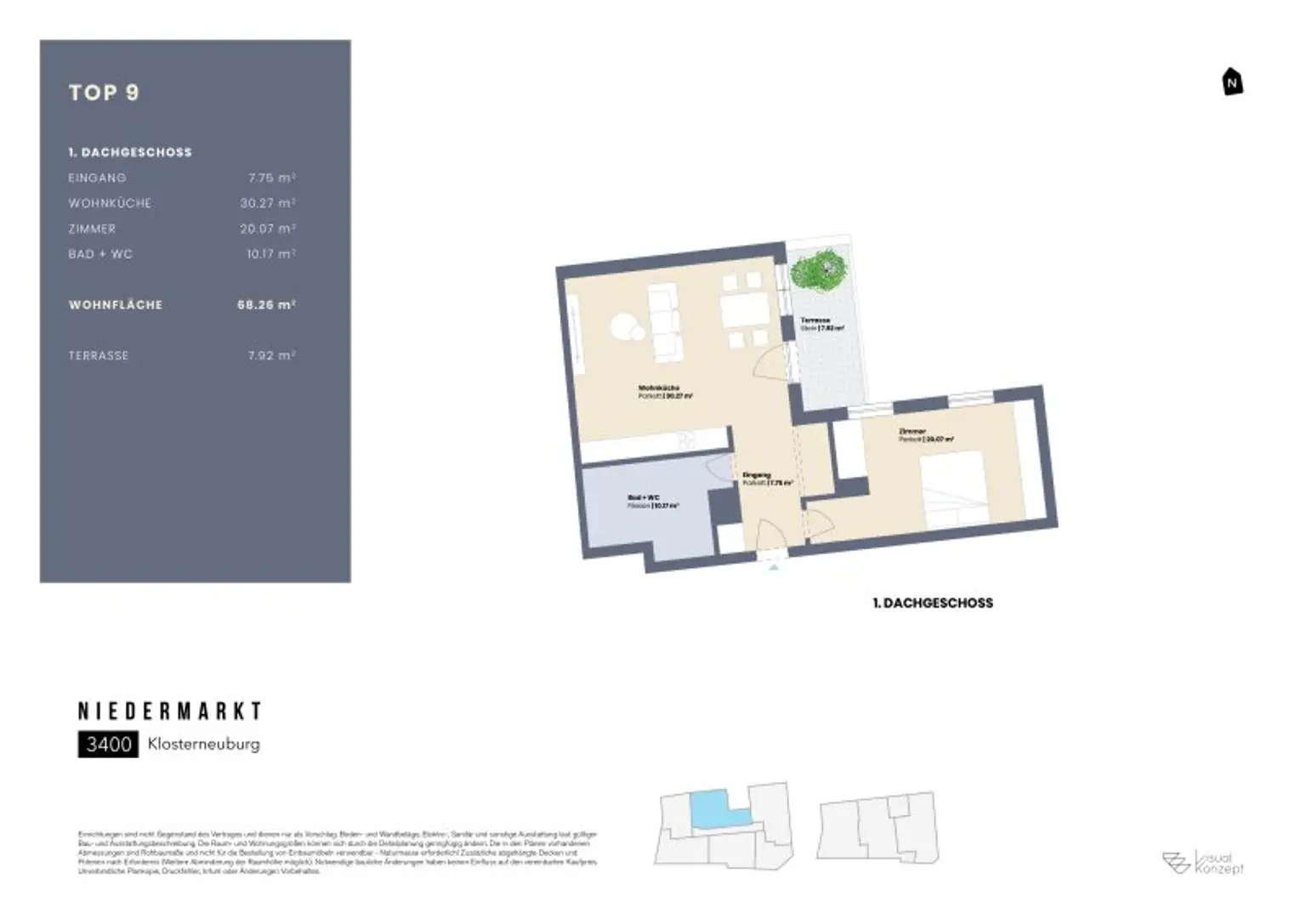 Erstbezug Dachgeschoßwohnung mit Balkon in Klosterneuburg – Ihr neues Zuhause!