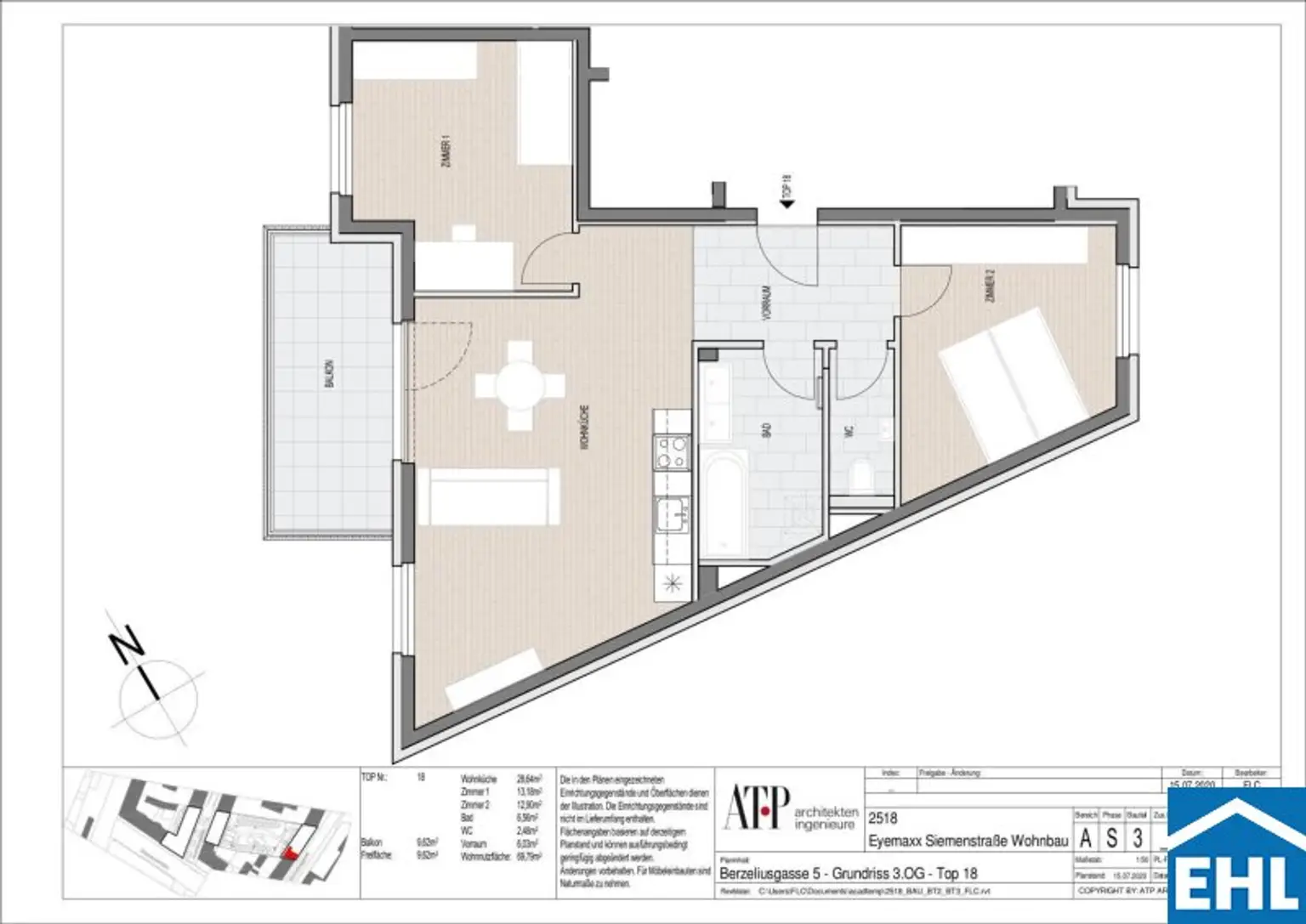 3-Zimmer-Wohnung mit 10m² großen Balkon & sehr guter Infrastruktur nahe der Donauinsel