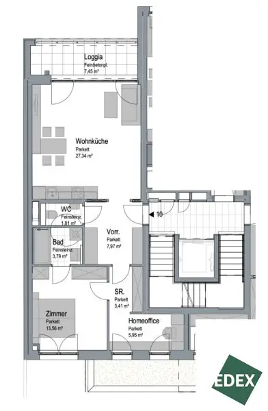 PROVISIONSFREI - ERSTBEZUG - Bezugsfertige 2-Zimmer-Eigentumswohnung mit Homeoffice und Loggia
