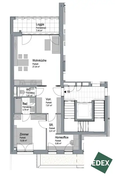 PROVISIONSFREI - ERSTBEZUG - Bezugsfertige 2-Zimmer-Eigentumswohnung mit Homeoffice und Loggia
