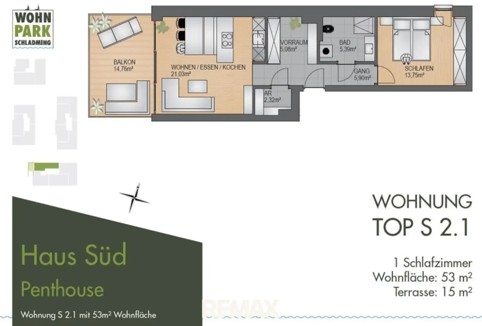 Grundriss Haus Süd Penthouse 2.1